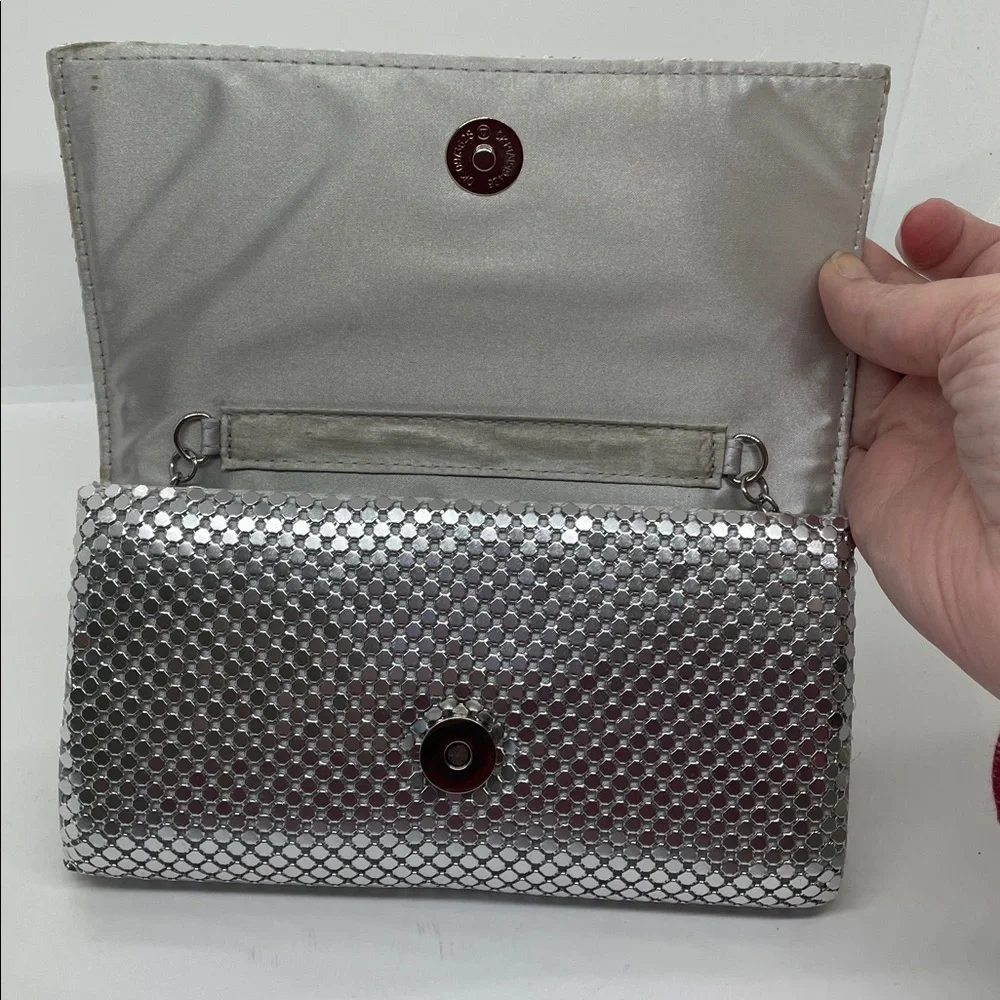 Jessica McClintock Silver Metal Mesh Clutch